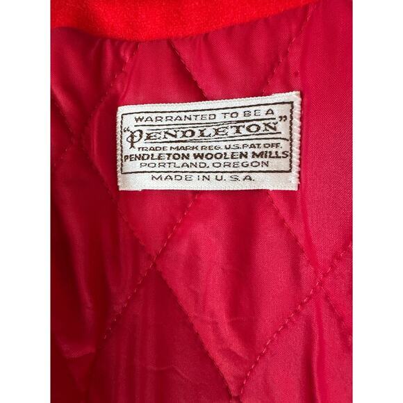 Vintage Women’s Red Pendleton Wool Bomber Jacket Quilted Line #564 Size Medium - Picture 4 of 7